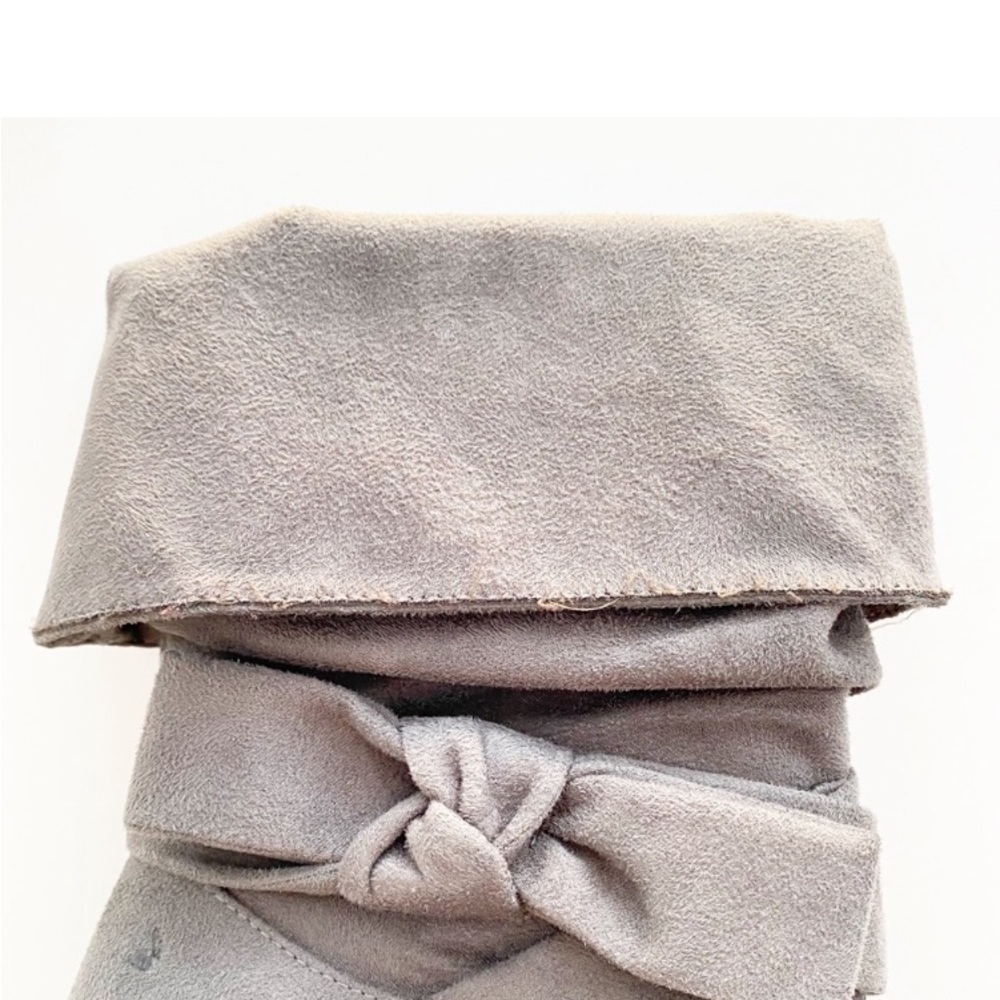 APT 9 Dede Gray Faux Suede Bow Tie Ankle Heeled Boots - Picture 8 of 11